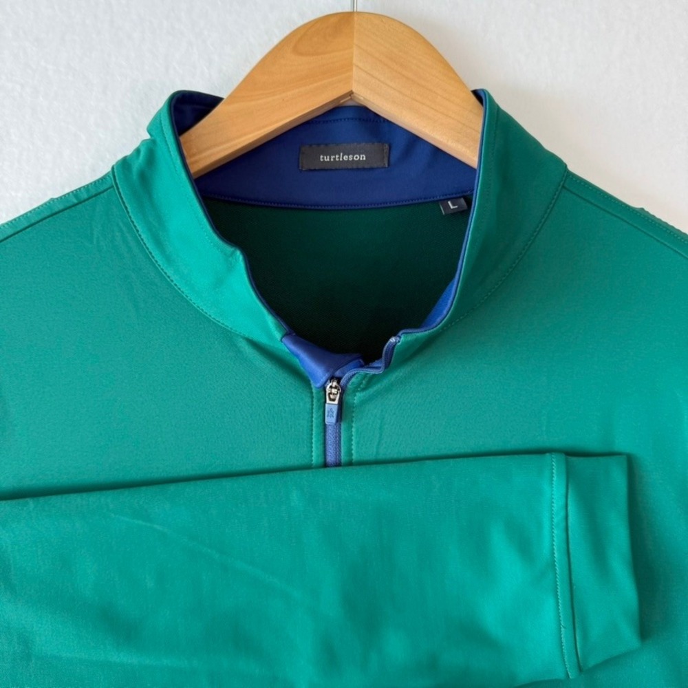 Turtleson Mens Green Blue Graphene Performance Quarter Zip Pullover Size L